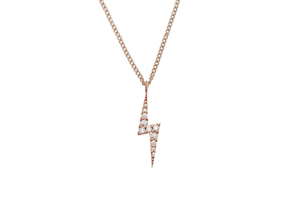 CZ Studded Rose Gold Plated Thunderbolt Pendant